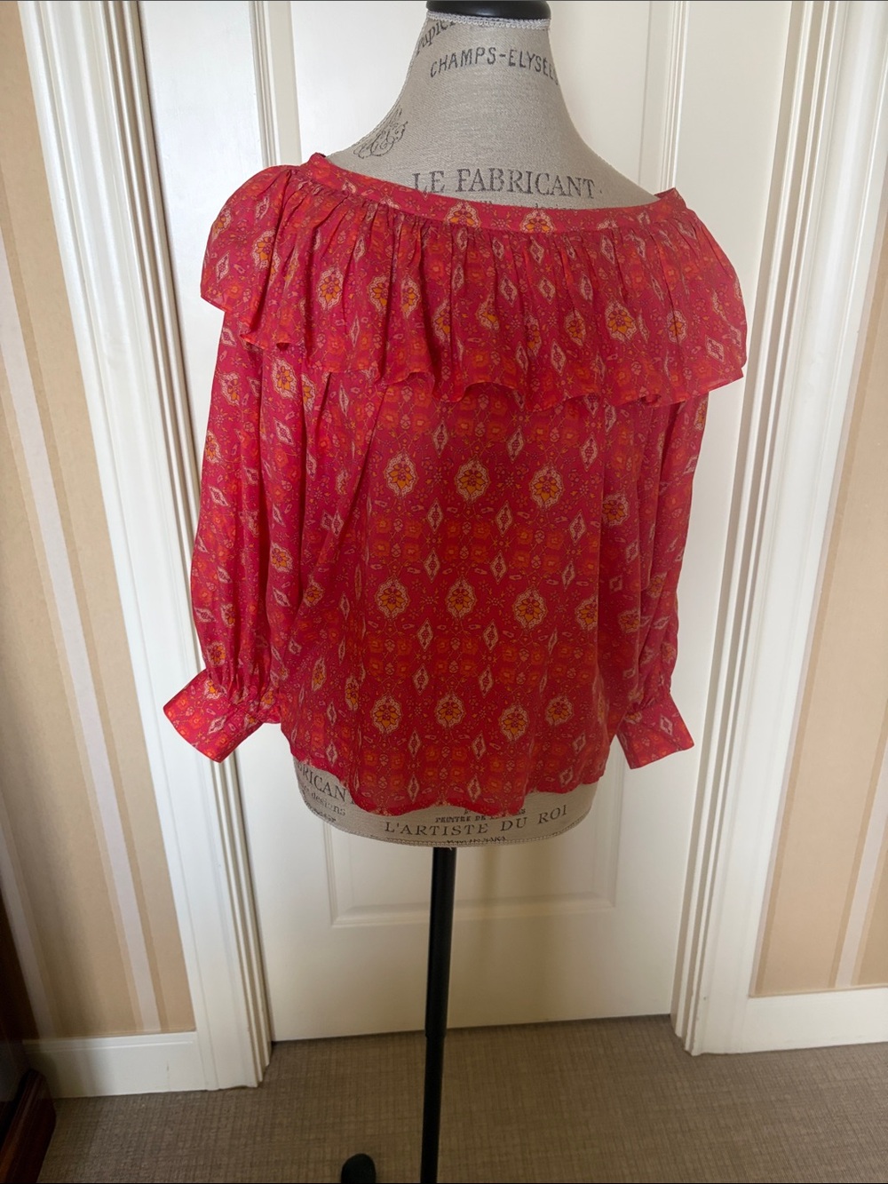 FIGUE Women’s Off-Shoulder Ruffle Blouse in HOT PINK